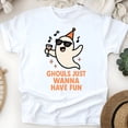 thumbnail image 1 of Ghouls Just Wanna Have Fun Graphic Tee Funny Ghost Party Shirt, White, Size 2XL, 1 of 6