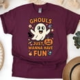 thumbnail image 1 of Ghouls Just Wanna Have Fun T-Shirt | Cute Unisex Spooky Outfit, Maroon, Size L, 1 of 6