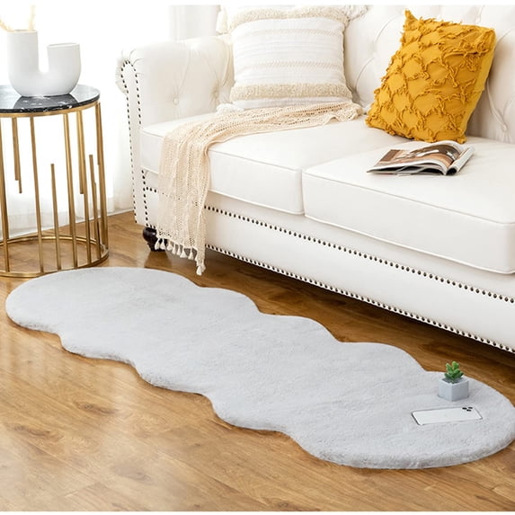 Ghouse 2x6 Ultra Soft Faux Fur Grey Rug, Area Rugs for Bedroom Floor Sofa Living Room, Carpet Accent Rug