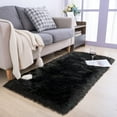 thumbnail image 1 of Ghouse Rectangular Black Area Rug 2x6 feet, Thick and Fluffy Faux Sheepskin Machine Washable Rectangular Plush Carpet, Faux Sheepskin Rug for Living Room, Bedroom, Kids Room, 1 of 6