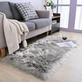 thumbnail image 1 of Ghouse Rectangular Grey Area Rug 2x5 feet, Thick and Fluffy Faux Sheepskin Machine Washable Rectangular Plush Carpet, Faux Sheepskin Rug for Living Room, Bedroom, Kids Room, 1 of 6
