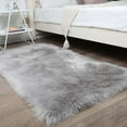 thumbnail image 1 of Ghouse Rectangular Grey Area Rug 3x4 feet, Thick and Fluffy Faux Sheepskin Machine Washable Rectangular Plush Carpet, Faux Sheepskin Rug for Living Room, Bedroom, Kids Room, 1 of 6