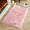 thumbnail image 1 of Ghouse Rectangular Pink Area Rug 2x3 feet, Thick and Fluffy Faux Sheepskin Machine Washable Rectangular Plush Carpet, Faux Sheepskin Rug for Living Room, Bedroom, Kids Room, 1 of 6