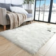 thumbnail image 1 of Ghouse Rectangular White Area Rug 5x6.7 feet, Thick and Fluffy Faux Sheepskin Machine Washable Rectangular Plush Carpet, Faux Sheepskin Rug for Living Room, Bedroom, Kids Room, 1 of 6