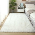 thumbnail image 1 of Ghouse Rectangular White Area Rug 5x8 feet, Thick and Fluffy Faux Sheepskin Machine Washable Rectangular Plush Carpet, Faux Sheepskin Rug for Living Room, Bedroom, Kids Room, 1 of 6