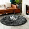 thumbnail image 1 of Ghouse Round Dark Grey Rug 4 feet, Thick and Fluffy Faux Sheepskin Machine Washable Circle Plush Carpet, Faux Sheepskin Rug for Living Room, Bedroom, Kids Room, 1 of 6
