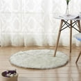 thumbnail image 1 of Ghouse Round White With Grey Tips Area Rug 6 feet, Thick and Fluffy Faux Sheepskin Machine Washable Circle Plush Carpet, Faux Sheepskin Rug for Living Room, Bedroom, Kids Room, 1 of 6