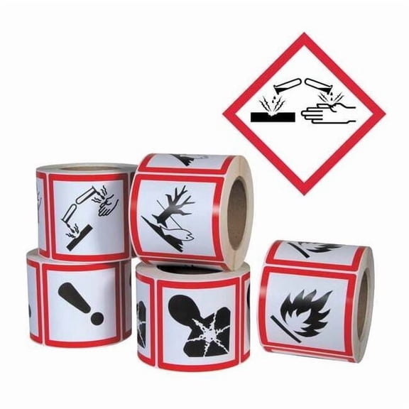GHS Label, 4 in H, 4 in W, Paper, PK500 GHS1260
