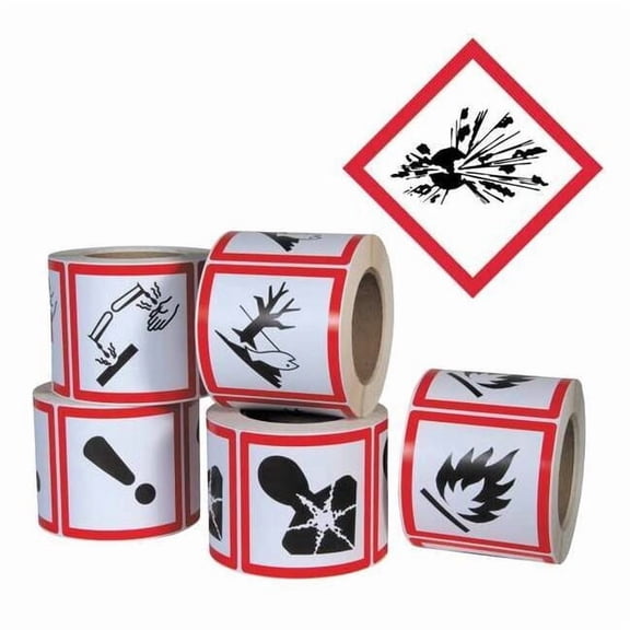 GHS Label, 4 in H, 4 in W, Paper, PK500 GHS1259