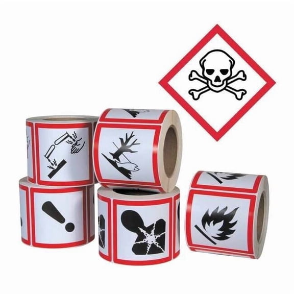 GHS Label, 4 in H, 4 in W, Paper, PK500 GHS1264