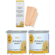 GiGi 2-PACK All Purpose Honee Wax Hair Remover & Sensitive Areas and BONUS FREE Muslin and Spatula Combo Kit Included