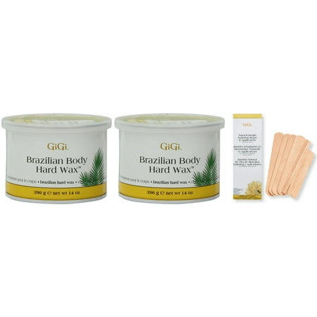 GiGi (2-PACK) Hard Body Wax for BRAZILIAN & Sensitive Areas and BONUS FREE Muslin and Spatula Combo Kit Included