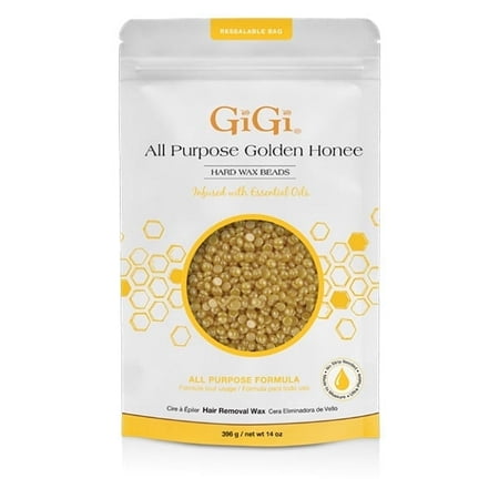 GiGi All Purpose Golden Honee Hard Wax Beads Hair Removal, 14 oz Refill Bag