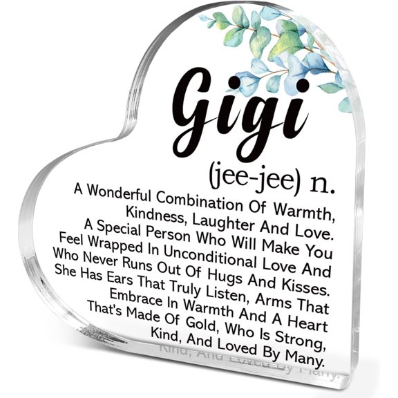 GiGi Gifts,Thank You Gifts for Grandmas Mother's Day Birthday Christmas,Unique Grandmother Gift Ideas,GiGi Definition Acrylic Heart Plaque Like Yo 4×4 Inch