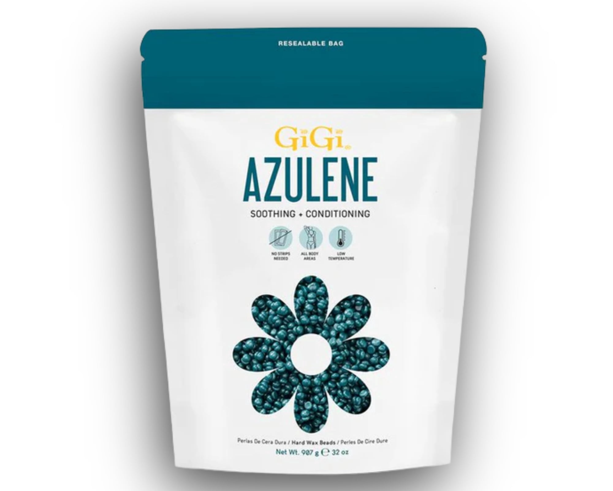 GiGi, Hard Wax Beads, 32 oz, Soothing Azulene for Sensitive Skin