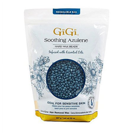GiGi Hard Wax Beads, Soothing Azulene Hair Removal Wax for Sensitive Skin, 32 oz
