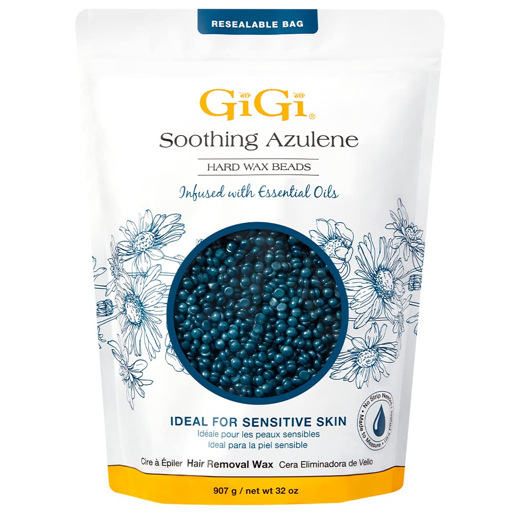 Gigi Hard Wax Beads, Soothing Azulene Hair Removal Wax For Sensitive