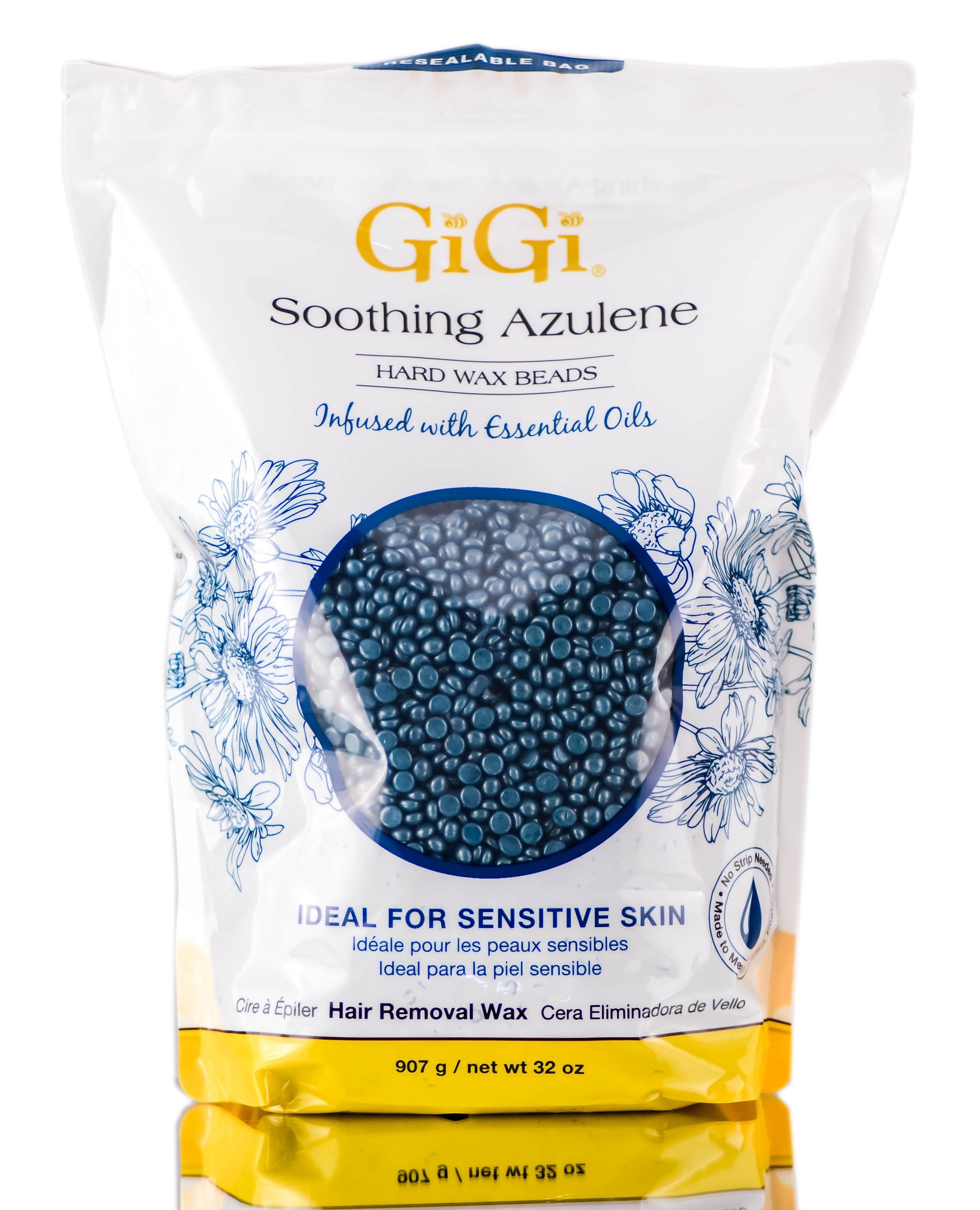 GiGi Soothing Azulene Hard Wax Beads, Depilatory Home Face Wax