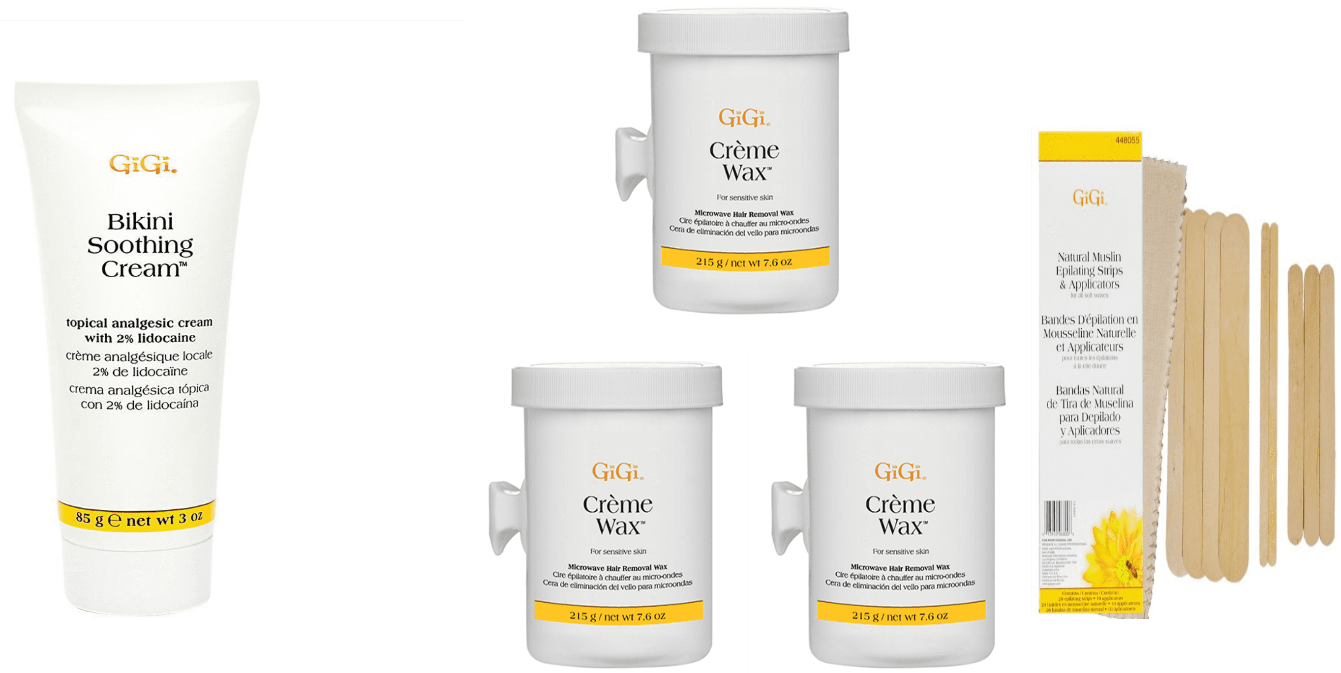 GiGi Microwave Creme Waxing Kit, (3PACK) All Natural Creme Wax Hair