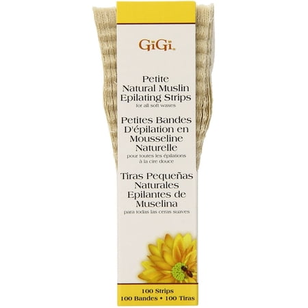 GiGi Natural Muslin Epilating Strips, Petite 100 ea (Pack of 2)