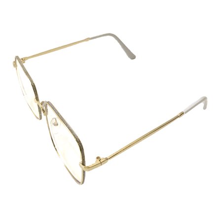 GiGi Sparkling Oversized Metal Square Frame Blue Light Filter Glasses, Gold