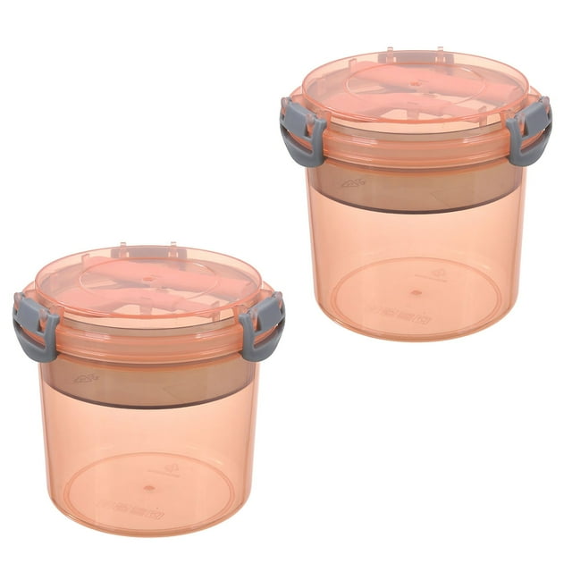 GiLiling 2PC Portable Reusable Cups with Lids and Spoons Yogurt Cup with Topping Cereal Or Oatmeal Container Leak Proof Breakfast On The Cups 20oz for Meal Pre Protion Control