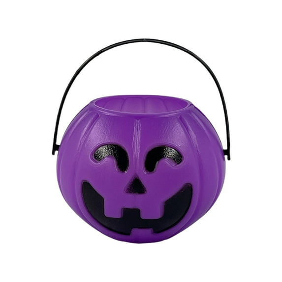 GiLiling 6" Halloween Trick Or Treat Bucket - Dimensional Jack O Lantern Candy Storage Basket with Carrying Handle, Pumpkin Pail Cauldron Container Decor Accent