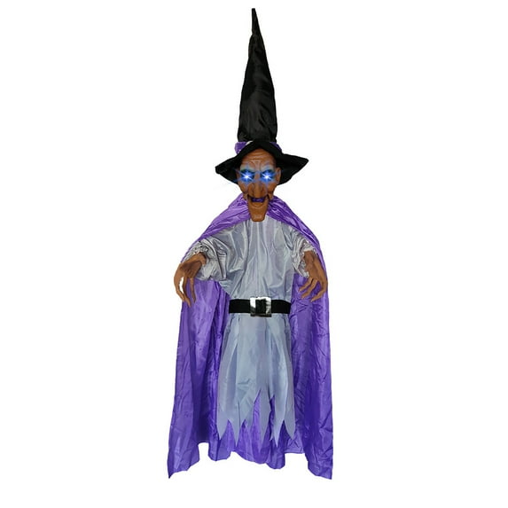​​GiLiling 70" Animatronic Hanging Witch Halloween Prop​​ | Life-Size Hanging Decor with Voice/Sound Effects & LED Lighting for Indoor/Outdoor Haunted House Productions