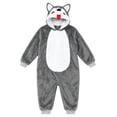 thumbnail image 1 of GiLiling Animal Hooded Charactertume for Kids Boys and Girls Flannel Onesie Halloween Character One Piece Husky Clothes ﻿ (Grey, 7-8 Years), 1 of 9