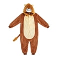 thumbnail image 1 of GiLiling Animal Lion Jumpsuit Dress-Up Outfit for Kids Flannel for Boys and Girls Halloween Warm Plush One Piece ﻿ (Brown, 18-24 Months), 1 of 4