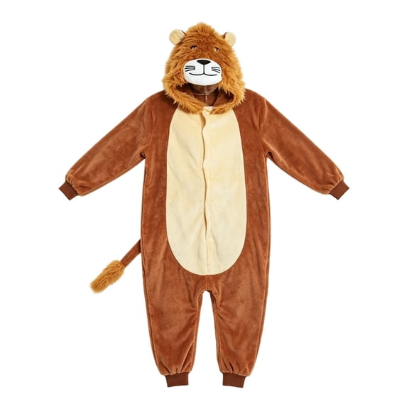GiLiling Animal Lion Jumpsuit Dress-Up Outfit for Kids Flannel for Boys and Girls Halloween Warm Plush One Piece ﻿ (Brown, 18-24 Months)