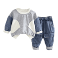 thumbnail image 1 of GiLiling Baby Boy Casual Outfit Set - Long Sleeve Pullover Sweater and Jogger Denim Pants, 2 Piece Clothes (White, 12-18 Months), 1 of 9