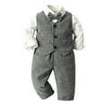 thumbnail image 1 of GiLiling Baby Boy Formal Outfit Set - Long Sleeve Shirt Vest Pants and Bow Tie, Toddler Gentleman Suit Clothes (Grey, 2-3 Years), 1 of 9