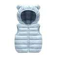 thumbnail image 1 of GiLiling Baby Boys Girls Hooded Puffer Vest Winter Lightweight Sleeveless Bear Ears Zipper up Jacket Down Vest Coat Kids (Sky Blue, 18-24 Months), 1 of 5