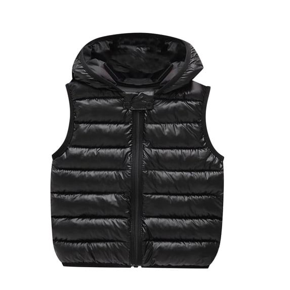 GiLiling Baby Boys and Girls Hooded Puffer Vest Winter Lightweight Sleeveless Zipper up Jacket down Vest Coat Vests Kids (Black, 3-4 Years)