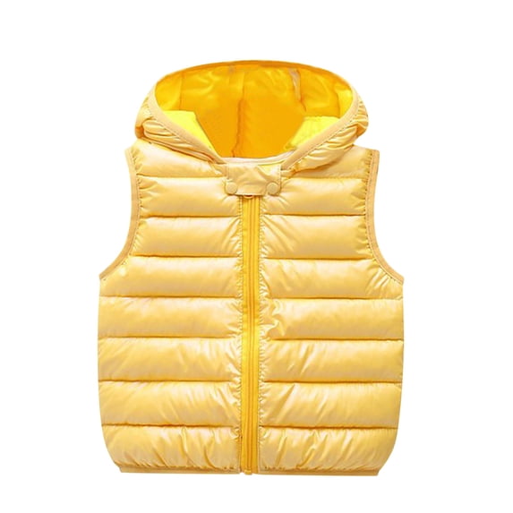 GiLiling Baby Boys and Girls Hooded Puffer Vest Winter Lightweight Sleeveless Zipper up Jacket down Vest Coat Vests Kids (Yellow, 12-18 Months)