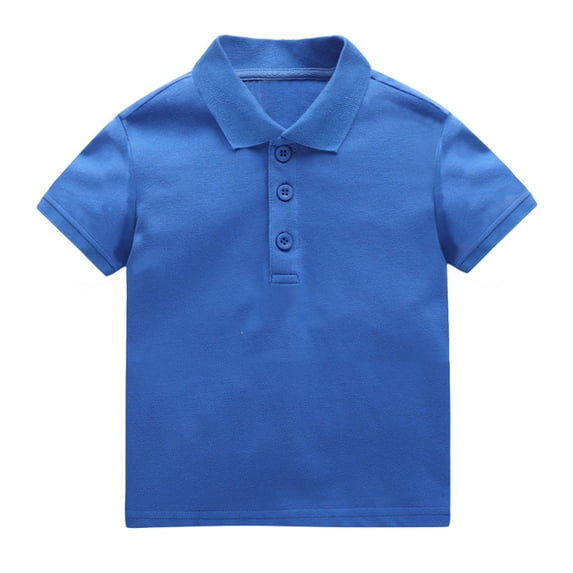 GiLiling Baby Boys and Toddler Short Sleeve Solid Color Polo Shirt Uniform Collared Shirt for Summer Casual Wear (Blue, 4-5 Years)