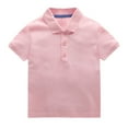 thumbnail image 1 of GiLiling Baby Boys and Toddler Short Sleeve Solid Color Polo Shirt Uniform Collared Shirt for Summer Casual Wear (Pink, 12-18 Months), 1 of 9