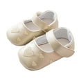thumbnail image 1 of GiLiling Baby Girls Mary Jane Crib Shoes, Heart Embroidered Faux Leather Flats with Hook-and-Loop Strap, Soft Non-Slip Footwear for Pre-Walkers Special Occasions (Gold, 0-3 Months), 1 of 4