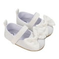 thumbnail image 1 of GiLiling Baby Girls Mary Jane Crib Shoes, Infant Cirb Dress Shoes with Bowknot Detail, Soft Non-Slip Sole Breathable Fabric Footwear (White, 0-3 Months), 1 of 8