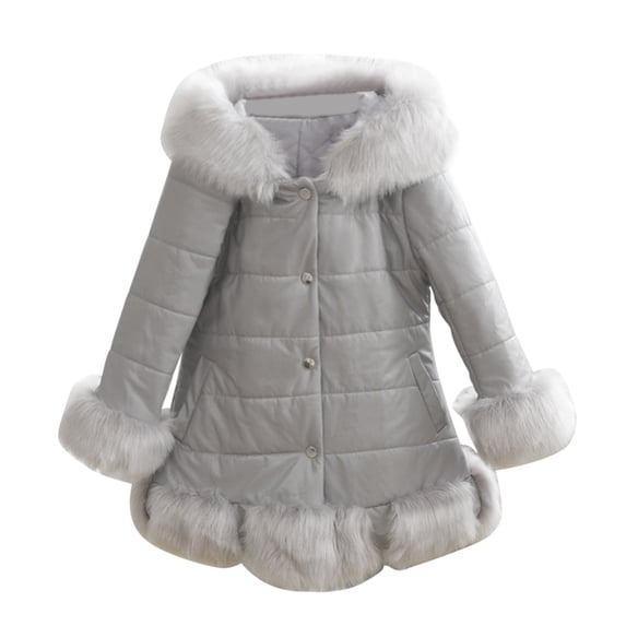 GiLiling Baby Girls Windproof Long Coat Toddler Kids Winter Warm Jacket Warm Outwear Clothes Windproof Thicken (Grey, 10-11 Years)