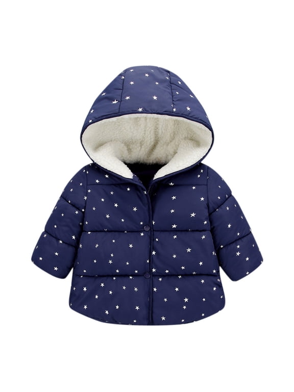 Baby Girls and Boys Fall Winter Fleece Zip up Jackets with Hooded Toddler Warm Lined Coat Outer Clothing (Navy, 6-12 Months)