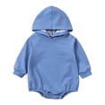 thumbnail image 1 of GiLiling Baby Girls and Boys Hooded Sweatshirt Long Sleeve Solid Color Romper Infant Baby Fall Winter Outfits (Blue, 18-24 Months), 1 of 9