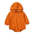 thumbnail image 1 of GiLiling Baby Girls and Boys Hooded Sweatshirt Long Sleeve Solid Color Romper Infant Baby Fall Winter Outfits (Orange, 18-24 Months), 1 of 9