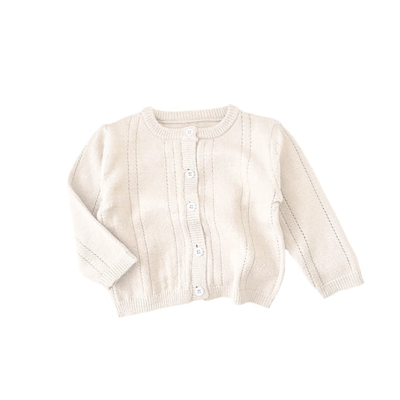GiLiling Baby Girls and Boys Knit Cardigan - Solid Long Sleeve Sweater Coat for Fall Layering, Casual Outerwear for School Days (Beige, 6-12 Months)