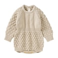 thumbnail image 1 of GiLiling Baby Girls and Boys Knit Romper - Cotton Long Sleeve Sweater Bodysuit for Daily Layering and Travel Wear (Khaki, 0-3 Months), 1 of 9