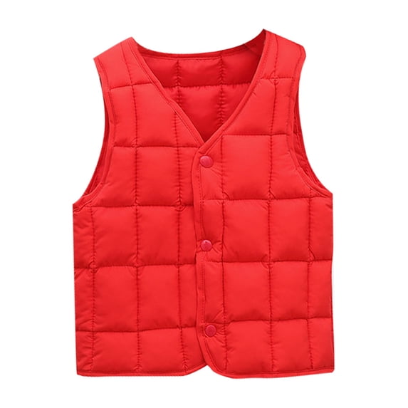 GiLiling Baby Girls and Boys Winter Warm Vest Cute Lightweight Sleeveless Jacket Button V Neck Waistcoat Outerwear (Red, 6-7 Years)