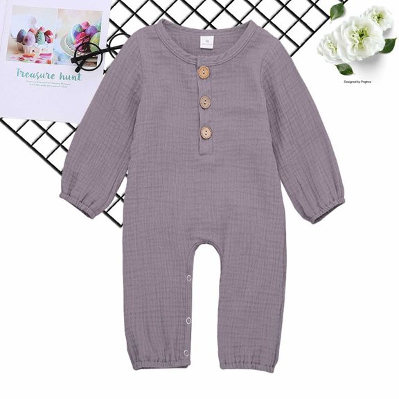 GiLiling Baby Knit Floral Jumpsuit, Graphic Print and Long Sleeves and Sleeveless Cut, Soft Knit Fabric, Summer Outdoor Party Wear (Purple, 0-3Months)