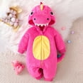 thumbnail image 1 of GiLiling Baby Plush Halloween Dinosaur Winter Jumpsuit with Tail, Attached Tail, Front Zipper, Kids Halloween Holiday Party Wear (Hot Pink, 3-6 Months), 1 of 9