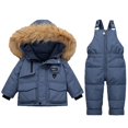 thumbnail image 1 of GiLiling Baby Snowsuit Set - Hooded Puffer Jacket and Snow Bib Pants, 2 Piece Winter Outfit for Boys and Girls (Blue, 12-18 Months), 1 of 8